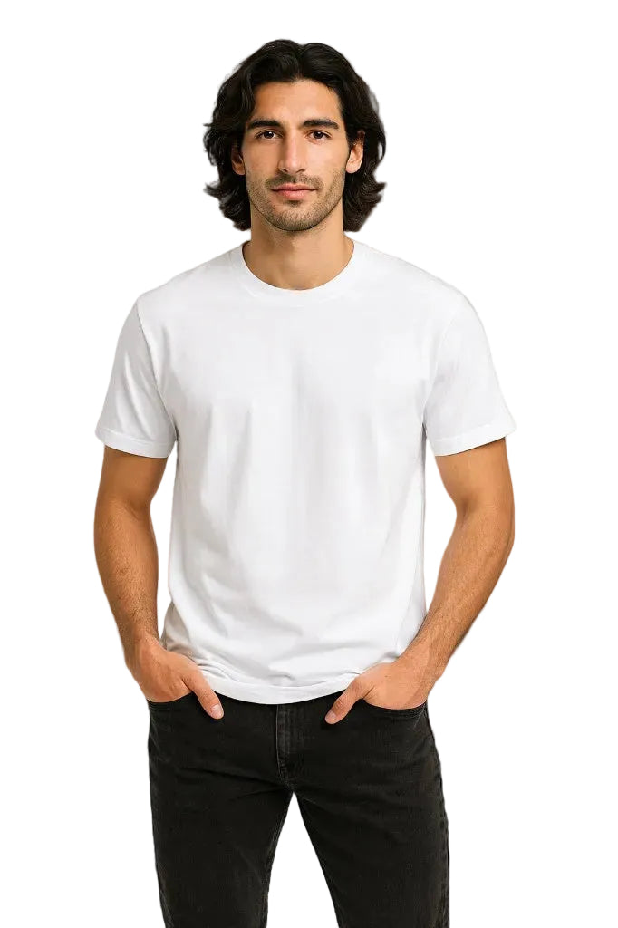 Plain white t-shirt unisex minimalist blank tee front view